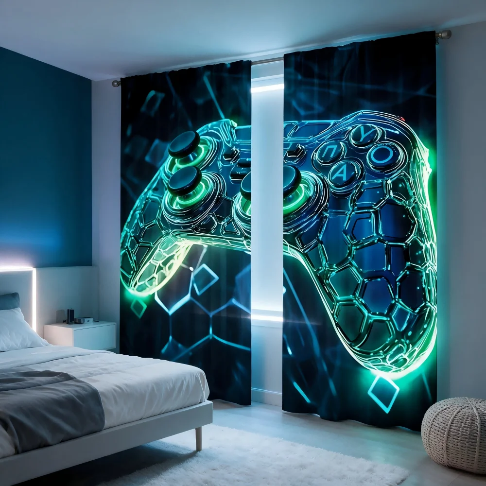 2 Cortinas Digitais Estampadas - Esports Gaming Youtube avaliação e preço