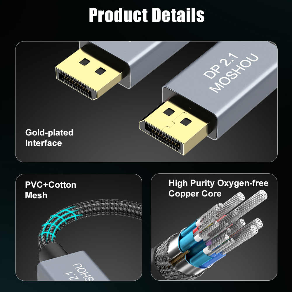 MOSHOU DisplayPort 2.1 Cabo DP - Gaming Speaker 2.1 avaliação e preço