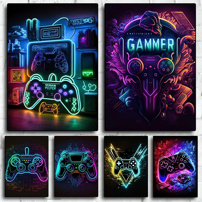 Pôster Moderno Neon Pop Cool p - Esports Gaming Youtube avaliação e preço