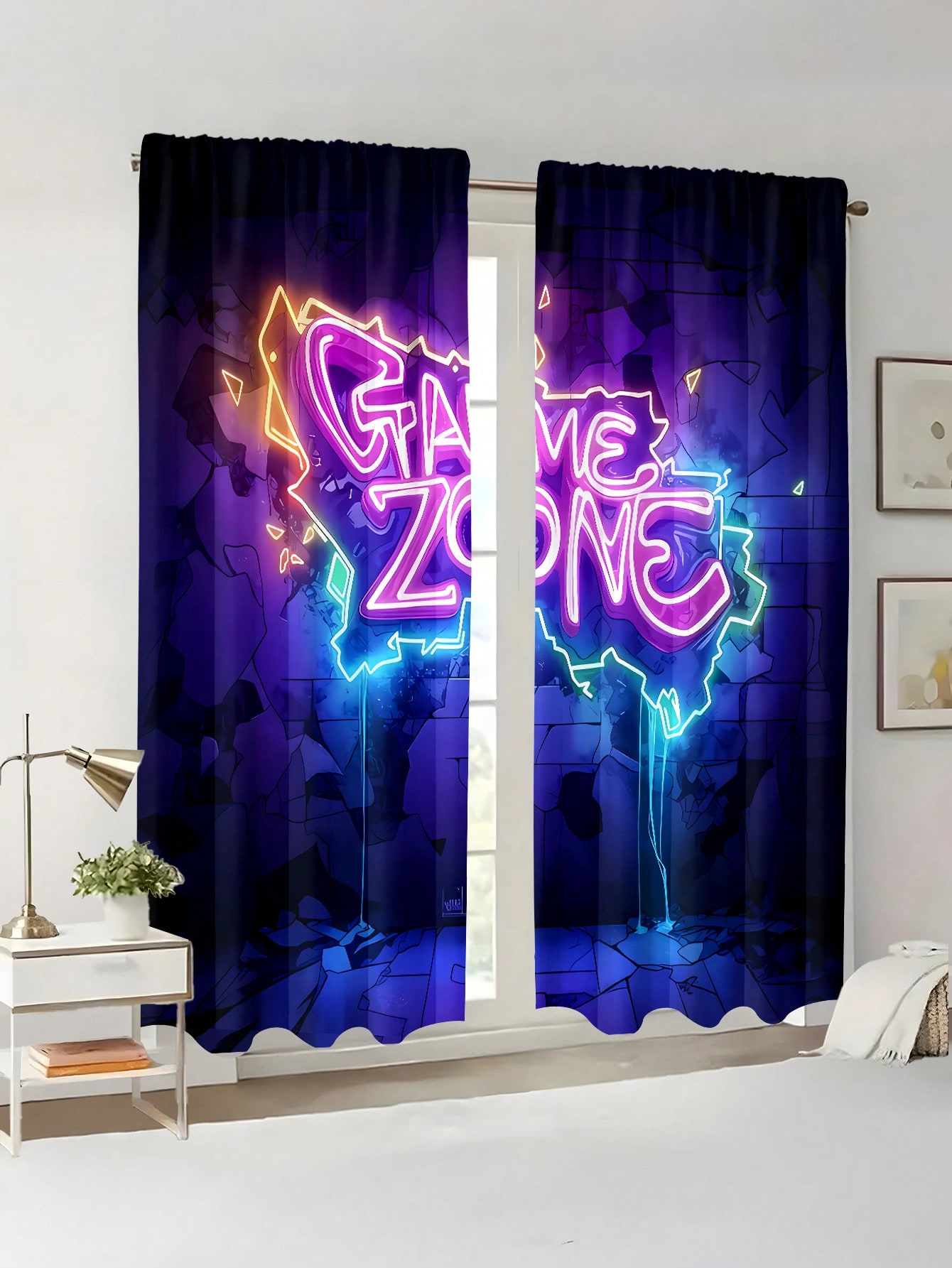 Cortina Neon Game Zone, Cortin - Esports Gaming Youtube avaliação e preço